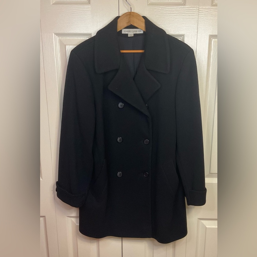 Womens Larry Levine Double Breasted Wool Coat - GUC